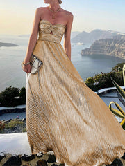 Inrosy longue robe bronzage bustier sans manches femme élégant de soirée