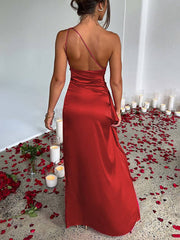 Inrosy robe demoiselle d'honneur moulante une épaule fendu le côté dos nu sans manches femme élégant de soirée pour mariage