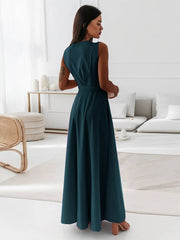 Inrosy robe longue bretelle v-cou fluide noeud papillon ceinture sans manches femme élégant bal de promo