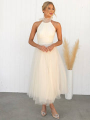 Inrosy longue robe trapèze licou découpes tutu en tulle noeud papillon sans manches femme doux élégant de soirée bal de promo