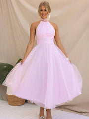 Inrosy longue robe trapèze licou découpes tutu en tulle noeud papillon sans manches femme doux élégant de soirée bal de promo