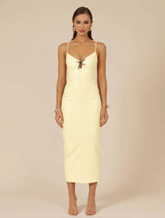 Inrosy robe longue moulante couleur dégradé brillante paillette fendu à fines brides v-cou femme décontracté de soirée
