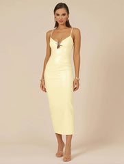 Inrosy robe longue moulante couleur dégradé brillante paillette fendu à fines brides v-cou femme décontracté de soirée
