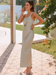 Inrosy robe demoiselle d'honneur satin trapèze bustier sans manches femme élégant doux invité mariage