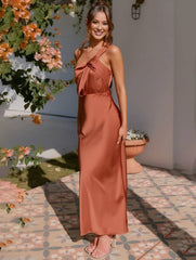Inrosy robe demoiselle d'honneur satin trapèze bustier sans manches femme élégant doux invité mariage