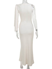 Inrosy robe longue moulante unicolore une épaule sans manches femme élégant de soirée