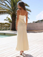 Inrosy robe demoiselle d'honneur satin moulante fendu à fines brides femme élégant de soirée pour mariage champetre