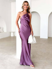 Inrosy robe demoiselle d'honneur satin dos nu à fines brides sans manches femme élégant de soirée invité mariage