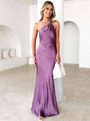 Inrosy robe demoiselle d'honneur satin dos nu à fines brides sans manches femme élégant de soirée invité mariage