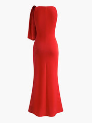 Inrosy longue robe bal de promo moulante une épaule sans manches femme élégant robe anniversaire de soirée de promo
