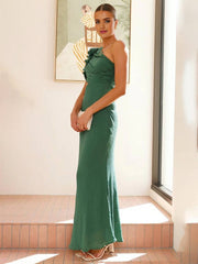 Inrosy robe longue une épaule sans manches découpes femme élégant de soirée invité mariage robe bal de promo