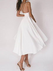 Inrosy mi-longue robe trapèze dos nu fines brides v-cou femme élégant de cocktail