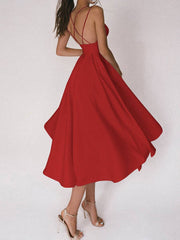 Inrosy mi-longue robe trapèze dos nu fines brides v-cou femme élégant de cocktail