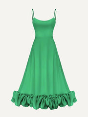 Inrosy mi-longue robe trapèze à volantée bustier à fines brides sans manches femme élégant doux de cocktail bal de promo