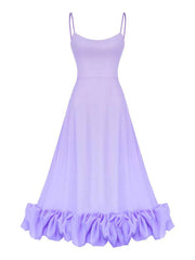 Inrosy mi-longue robe trapèze à volantée bustier à fines brides sans manches femme élégant doux de cocktail bal de promo