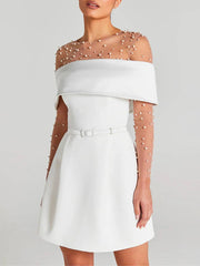 Inrosy robe patineuse moulante col bateau ceinture sans manches femme élégant décontracté de cocktail de fete