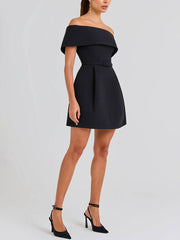 Inrosy robe patineuse moulante col bateau ceinture sans manches femme élégant décontracté de cocktail de fete