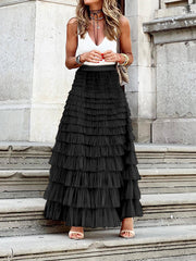 Inrosy longue jupe bouffante tutu tulle trapèze femme doux élégant mode