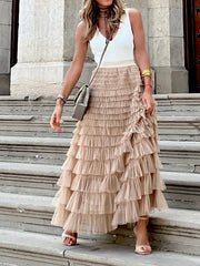 Inrosy longue jupe bouffante tutu tulle trapèze femme doux élégant mode