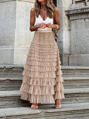 Inrosy longue jupe bouffante tutu tulle trapèze femme doux élégant mode