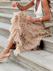 Inrosy longue jupe bouffante tutu tulle trapèze femme doux élégant mode