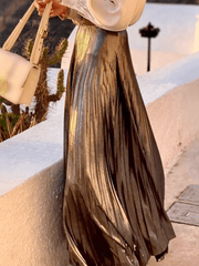 Inrosy jupe plissé à effet métallique taille haute femme mode décontracté argent