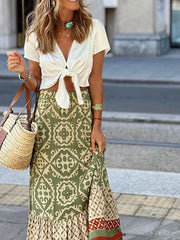 Inrosy longue jupe imprimé à fleurie fluide femme femme casual bohème ample oversized décontracté