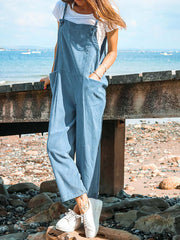 Inrosy combinaisons une pièce nœud poches bretelle sans manches femme ample oversized décontracté