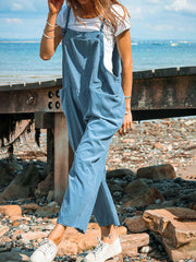 Inrosy combinaisons une pièce nœud poches bretelle sans manches femme ample oversized décontracté