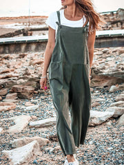 Inrosy combinaisons une pièce nœud poches bretelle sans manches femme ample oversized décontracté