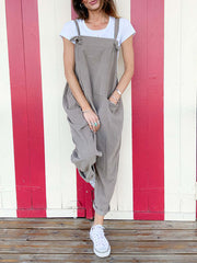 Inrosy combinaisons une pièce nœud poches bretelle sans manches femme ample oversized décontracté