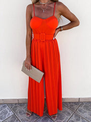 Inrosy combinaisons larges jambes évasé plissé ceinture bustier dos nu à fines brides sans manches femme décontracté