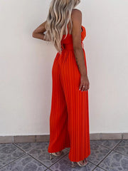 Inrosy combinaisons larges jambes évasé plissé ceinture bustier dos nu à fines brides sans manches femme décontracté