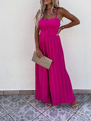 Inrosy combinaisons larges jambes évasé plissé ceinture bustier dos nu à fines brides sans manches femme décontracté