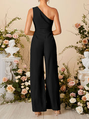 Inrosy combinaisons une pièce larges jambes évasé dos nu une épaule sans manches femme élégant mode