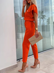 Inrosy combinaisons droit unicolore boutonnage poches femme casual mode décontracté