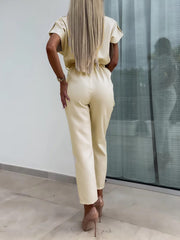 Inrosy combinaisons droit unicolore boutonnage poches femme casual mode décontracté