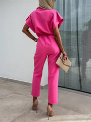 Inrosy combinaisons droit unicolore boutonnage poches femme casual mode décontracté