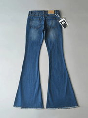 Inrosy jeans patte d'éléphant années 70 80 flare évasé poches taille haute femme mode pantalon bleu