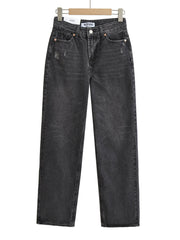 Inrosy jeans flare évasé femme boutons poches mi taille femme casual mode décontracté