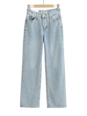 Inrosy jeans flare évasé femme boutons poches mi taille femme casual mode décontracté