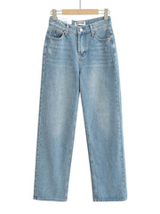 Inrosy jeans flare évasé femme boutons poches mi taille femme casual mode décontracté