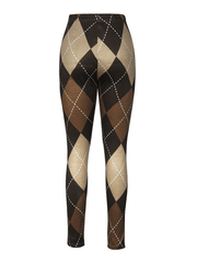 Inrosy pantalons slim fitness carreaux taille haute femme mode décontracté motif de diamant legging