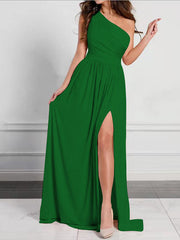 Inrosy robe longue fendu le côté fluide asymétrique sans manches élégant de soirée