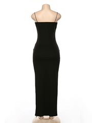 Inrosy robe longue moulante fendu bustier dos nu à fines brides sans manches femme élégant de soirée cérémonie