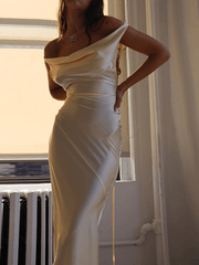 Inrosy robe dos benitier longue moulante dos nu à fines brides col bateau sans manches femme élégant de soirée cérémonie