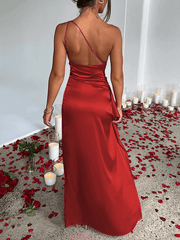 Inrosy robe demoiselle d'honneur moulante fendu le côté dos nu à fines brides une épaule femme élégant de soirée pour mariage