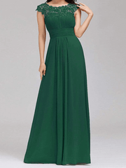 Inrosy robe demoiselle d'honneur dentelle fluide fermeture éclair dos nu col rond manches courtes élégant de soirée pour mariage