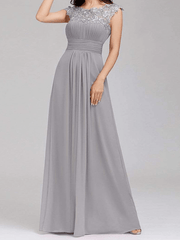 Inrosy robe demoiselle d'honneur dentelle fluide fermeture éclair dos nu col rond manches courtes élégant de soirée pour mariage