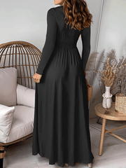 Inrosy robe longue moulante fendu le côté fluide v-cou manches longues femme élégant mode de soirée